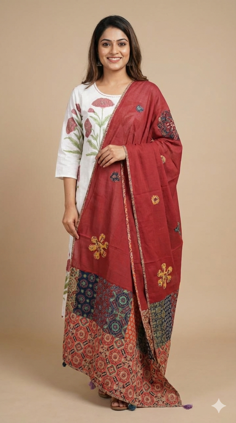 Ajarak Prints and Patch Work Dupatta