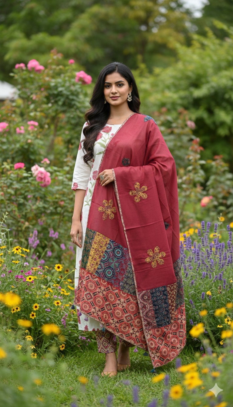 Ajarak Prints and Patch Work Dupatta