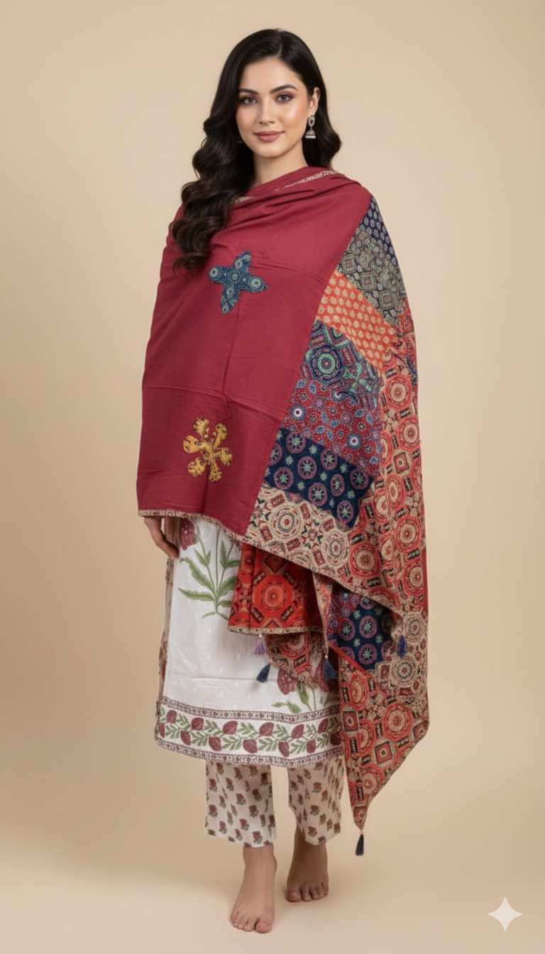 Ajarak Prints and Patch Work Dupatta