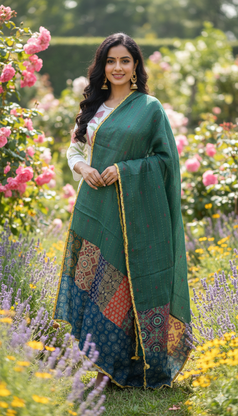 Ajarak Prints and Patch Work Dupatta