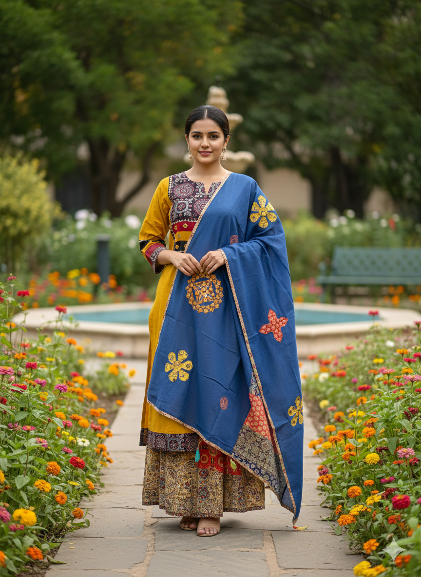 Ajarak Prints and Patch Work Dupatta