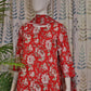 Red Digital Floral Cotton Kurti Set with Dupatta & Pant