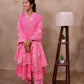 Pink Cotton 3-Piece Set for Women with Floral Print
