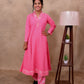 Pink Cotton 3-Piece Set for Women with Floral Print