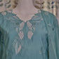 Blue Silk Cotton Kurti Set with Embroidered Organza Dupatta