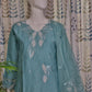 Blue Silk Cotton Kurti Set with Embroidered Organza Dupatta