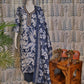 Blue Cotton Kurti Set with Embroidered Neck & Dupatta