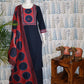 Blue Cotton Kurti with Ajarakh Print in Yoke & Sleeves