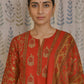 Red Cotton Kurti Set with All-Over Print & Mul Dupatta