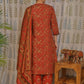 Red Cotton Kurti Set with All-Over Print & Mul Dupatta