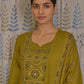Green Cotton Kurti Set with Printed Yoke & Mul Dupatta