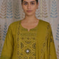 Green Cotton Kurti Set with Printed Yoke & Mul Dupatta