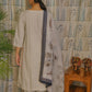 Half White Embroidered Cotton Kurti Set with Floral Digital Dupatta