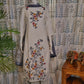 Half White Embroidered Cotton Kurti Set with Floral Digital Dupatta
