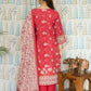 Rani Pink Cotton Kurti Set with Lace Yoke & Printed Dupatta