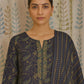 Blue Cotton Kurti Set with Digital Print & Zari Neckline