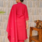 Rani Pink Cotton Kurti Set with Embroidery & Dupatta