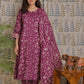 Magenta Cotton Kurti Set with Mul Dupatta – 3 Piece Set