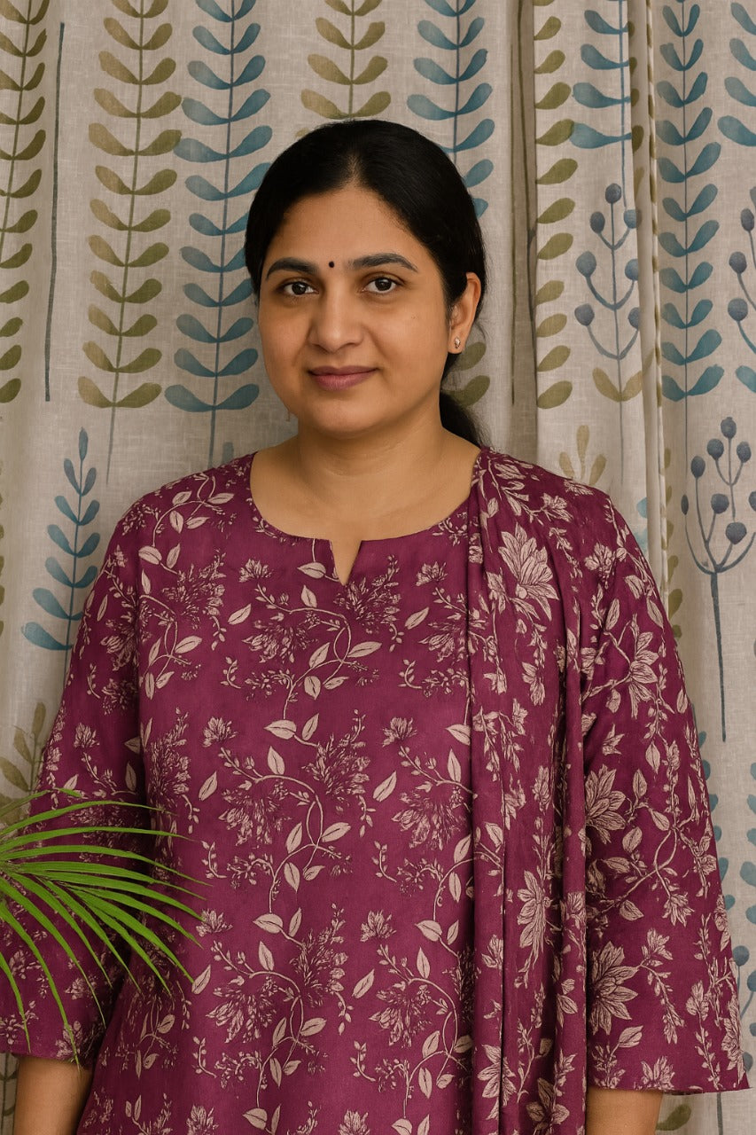 Magenta Cotton Kurti Set with Mul Dupatta – 3 Piece Set