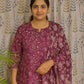 Magenta Cotton Kurti Set with Mul Dupatta – 3 Piece Set