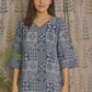 Blue Cotton Kurti with Bagru Print