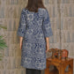 Blue Cotton Kurti with Bagru Print