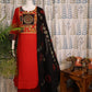 Red Cotton Kurti Set with Embroidery & Mirror Work – 3-Piece