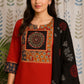 Red Cotton Kurti Set with Embroidery & Mirror Work – 3-Piece