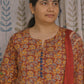 Maroon Cotton Kurti Set with Printed Dupatta – 3 Piece Set