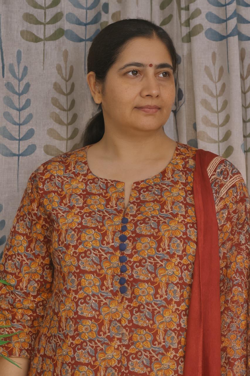 Maroon Cotton Kurti Set with Printed Dupatta – 3 Piece Set