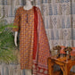 Maroon Cotton Kurti Set with Printed Dupatta – 3 Piece Set