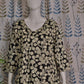 Black Cotton Quad Set with Floral Print for Office Wear