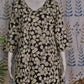 Black Cotton Quad Set with Floral Print for Office Wear