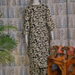 Black Cotton Quad Set with Floral Print for Office Wear