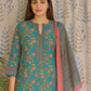 Pink Floral Cotton Kurti Set with Striped Pant & Dupatta