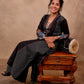 Black Cotton 3-Piece Set for Women with Dupatta and Mirror Work
