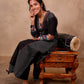Black Cotton 3-Piece Set for Women with Dupatta and Mirror Work