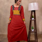 Red Cotton 3-Piece Set for Women with Ajrak Print Detailing