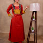 Red Cotton 3-Piece Set for Women with Ajrak Print Detailing
