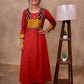 Red Cotton 3-Piece Set for Women with Ajrak Print Detailing