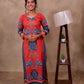 Red Cotton 3-Piece Set for Women with Nandhi Print Dupatta