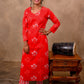 Orange Cotton 3-Piece Set for Women with Bandhani Print & Sequin Work