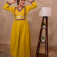 Mustard Cotton 3-Piece Set for Women with Mirror