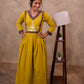 Mustard Cotton 3-Piece Set for Women with Mirror