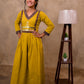 Mustard Cotton 3-Piece Set for Women with Mirror