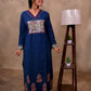 Blue Cotton 3-Piece Set for Women with Kalamkari Print & Palazzo Pant