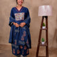 Blue Cotton 3-Piece Set for Women with Kalamkari Print & Palazzo Pant