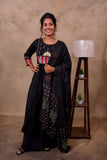 Black Cotton 3-Piece Set for Women with Kantha & Embroidery Work