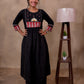 Black Cotton 3-Piece Set for Women with Kantha & Embroidery Work