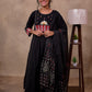 Black Cotton 3-Piece Set for Women with Kantha & Embroidery Work